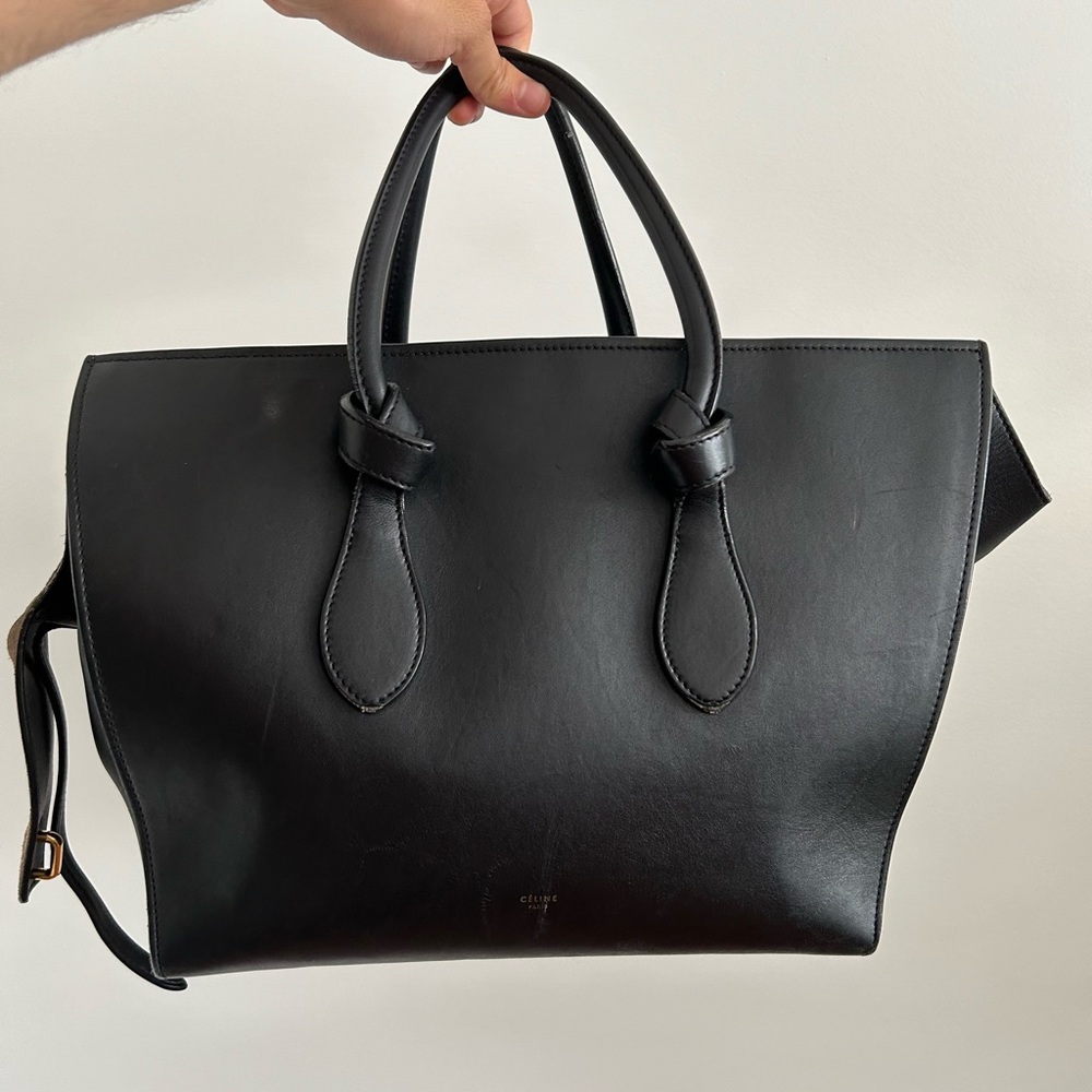 Celine Black Leather Tote Bag